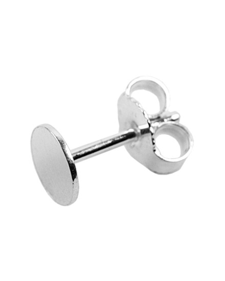 Ear plug with 6mm plate, silver